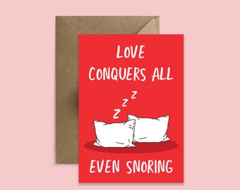 Saint-Valentin ronflement | Les couples d'anniversaire ronflent | Carte drôle pour lui | Carte de Saint-Valentin pour mari Ronflement bruyant | Carte amour humour