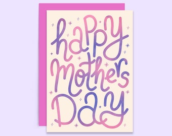 Happy Mother's Day Card | Typography Mother's Day Card | Pink Gradient