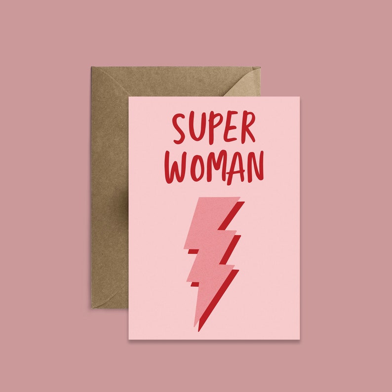 Super Woman Mother's Day Card Best Mum Ever Card Super Mum International Women's Day Galentines Day Card Birthday Card image 2