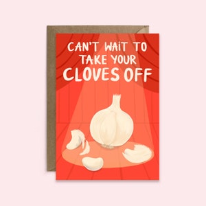 Carte d'anniversaire drôle de jeu de mots à l'ail | Saint-Valentin à l'ail | Carte d'amour d'humour | Ici, il fait chaud