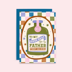 À mon père super gentil | rétro carte classique de fête des pères | bouteille de whisky | Belle carte d'anniversaire pour papa