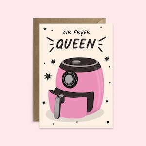 Carte d'anniversaire de reine de la friteuse à air