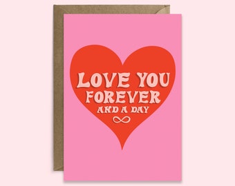Romantic Valentine's Day Card Love You Forever And A Day | Love You To Infinity Beyond | Cute Anniversary Card for Her | Love Card for Him