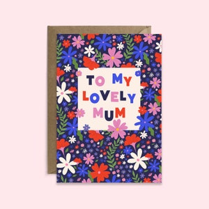 Carte pour la fête des mères à ma belle maman | Carte florale de maman | Jolie carte pour la fête des mères | Carte illustrée pour la fête des Mères avec un motif floral