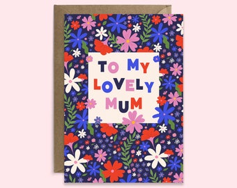 Carte pour la fête des mères à ma belle maman | Carte florale de maman | Jolie carte pour la fête des mères | Carte illustrée pour la fête des Mères avec un motif floral