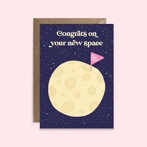Drôle de nouvelle carte sur le thème de l’espace domestique | Félicitations pour votre nouvelle carte spatiale | Carte de pendaison de crémaillère | Nouvelle carte de maison | Carte de déménagement