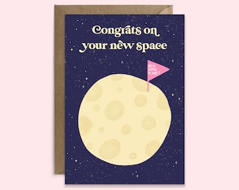 Funny New Home Space Themed Card | Congrats On Your New Space Card | Housewarming Card | New House Card | Moving Card