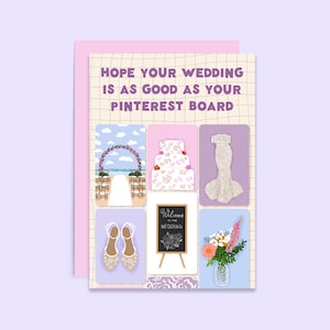 Carte de fiançailles drôle | J'espère que votre mariage sera aussi bon que votre tableau Pinterest | Carte de félicitations drôle pour elle | De la carte de demoiselle d'honneur