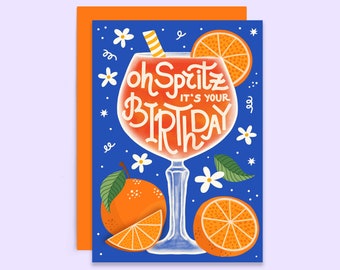 Aperol Spritz Cocktail Geburtstagskarte für sie | Oh Spritz It's Your Birthday Card