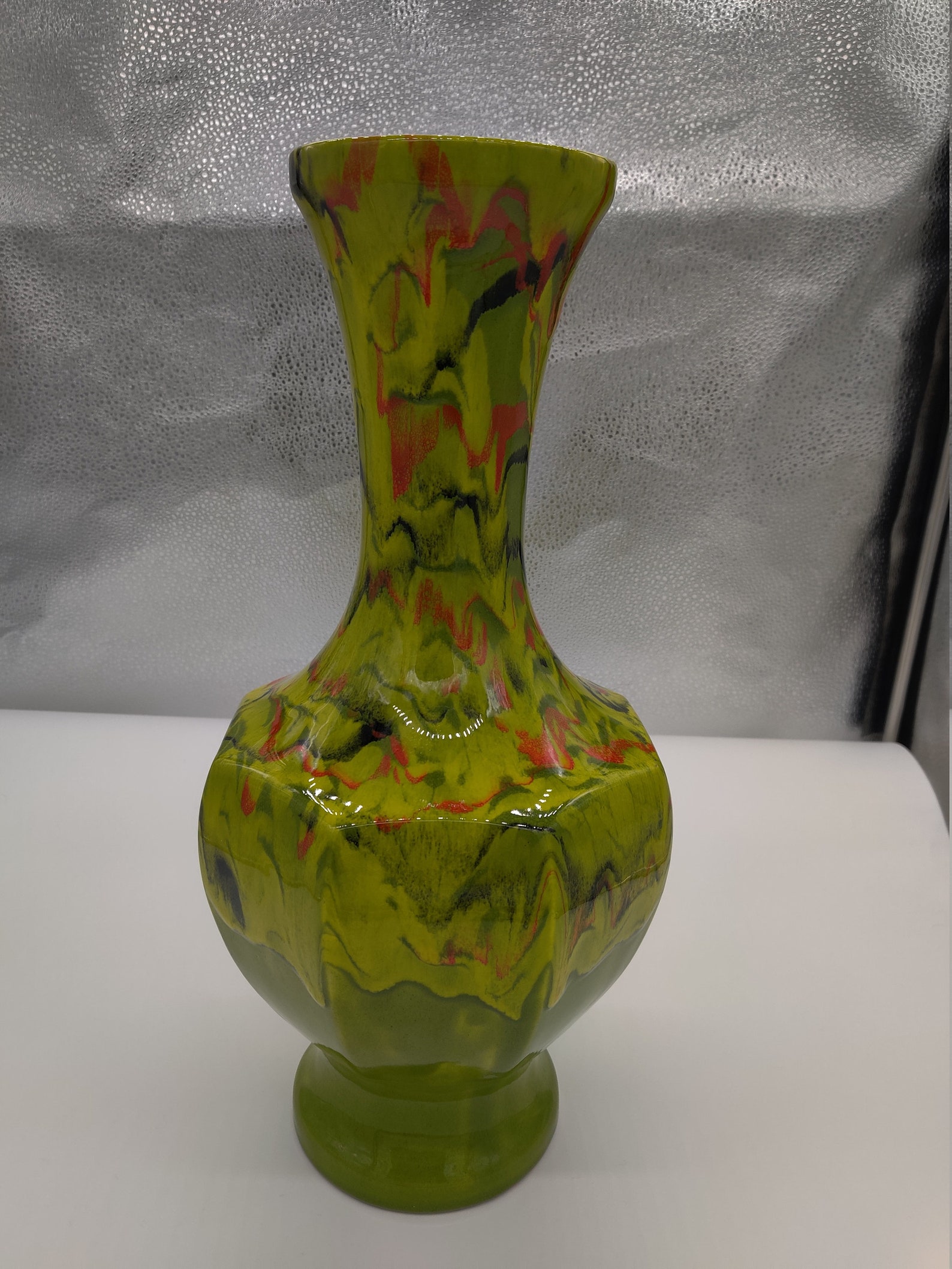 MidCentury California Originals Splatter Lime Green Vase Etsy