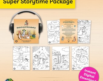 Autumn Digital Super Storytime Package | Music Audiobook with Printables | Preschool Learning | Colour In | Kids Gift | Weird and Wonderful