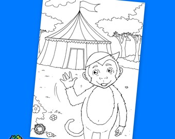 Colour In Character Printable for Children | Fun and Easy Colouring Art Activity for Kids | A4 Instant Download | Billy Joins the Circus