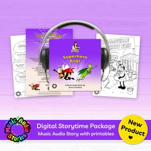 Superhero Bugs Audiobook: Kids Music Audio Story + Printables (Digital Download)