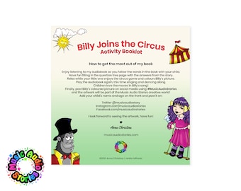 Billy Joins the Circus Activity Booklet add-on | Digital | Printable | Use with the music audiobook, picture book or ebook