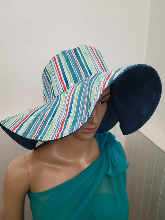 Wide Brim Sun Hat/ Packable Beach Hat/ Reversible Washable Floppy Hat for  Women. 