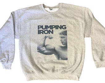 Golds Gym Arnold crew neck sweatshirt, pumping iron, workout, bodybuilding gift