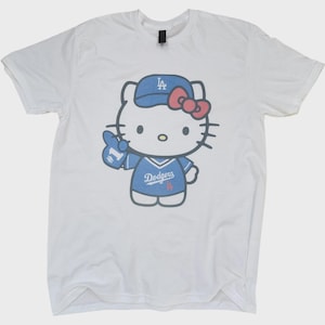 Baseball Los Angeles Hello Kitty T-Shirt LA Vintage Peach Soft Style Graphic Design White