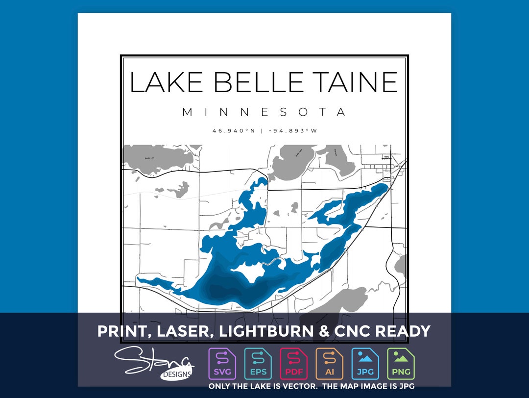 Lake Belle Taine MN Topographical Map Print Ready Wall Decor Multiple