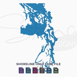 Puget Sound WA Shoreline Only Map | Single Layer | svg pdf ai eps png jpg | Cricut Glowforge Laser