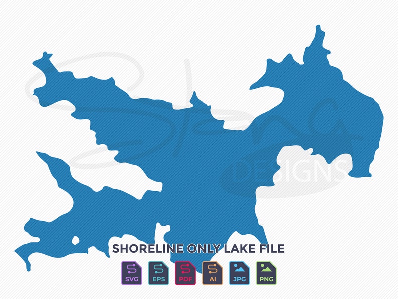 Lake Arrowhead CA Shoreline Only Map Single Layer Svg Pdf Etsy