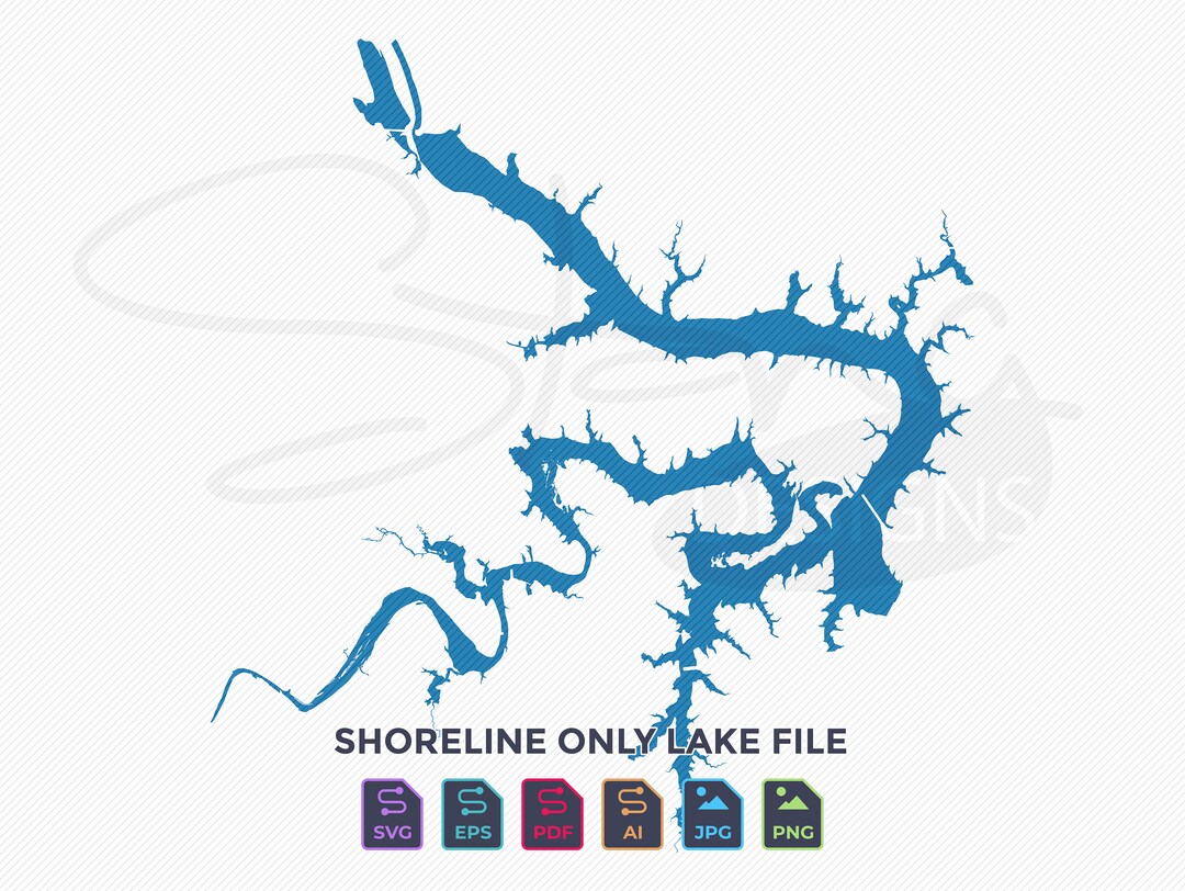 Keystone Lake OK Shoreline Only Map Single Layer Svg Pdf Etsy