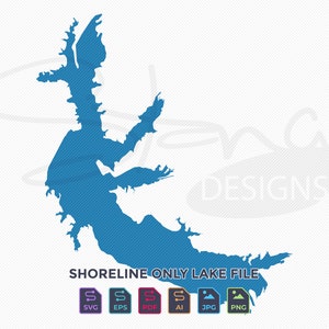 Arkabutla Lake MS Shoreline Only Carte | Couche unique | svg pdf ai eps png jpg | Laser Cricut Glowforge