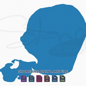 May include: Shoreline only lake file in blue.  Available in SVG, EPS, PDF, AI, JPG, and PNG formats.