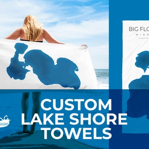 CUSTOM MADE 30x60 Lake Shoreline Beach Towel