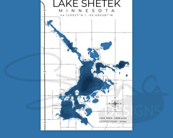 Chetek Lake MN Topographic Map | 3D Layered Vector Files (Digital Download)
