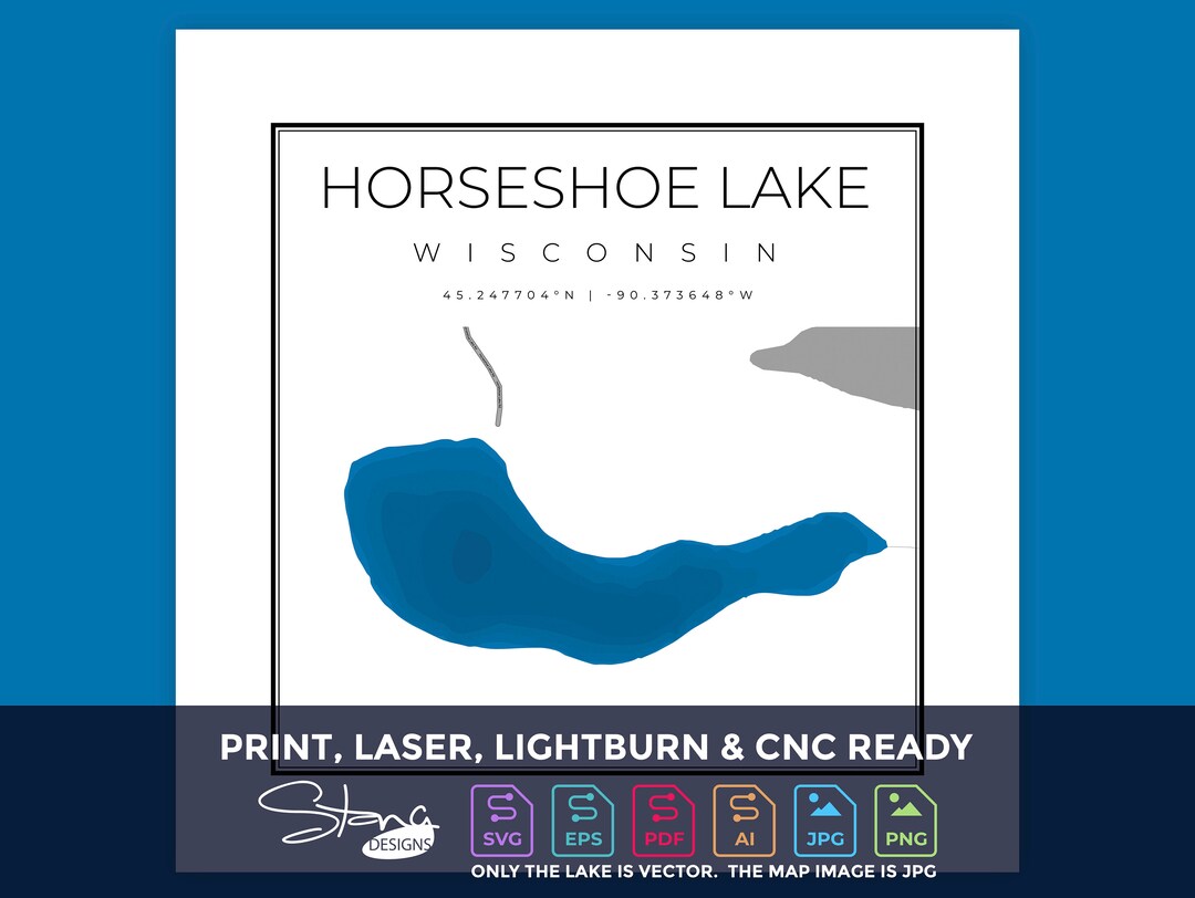 Horseshoe Lake WI Topographical Map Print Ready Wall Decor Multiple