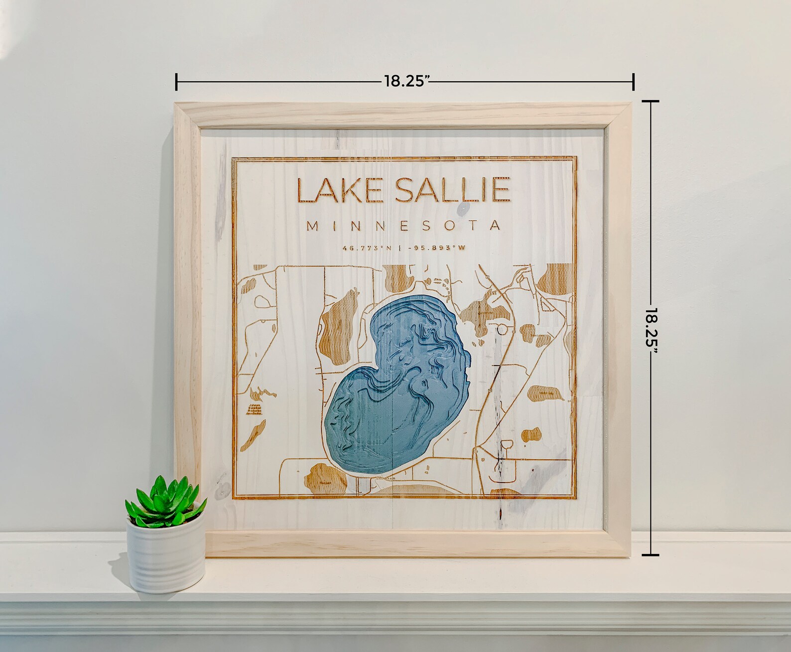 Lake Lida MN 19x19 Custom Rustic Wood 3D Topographical Lake Etsy