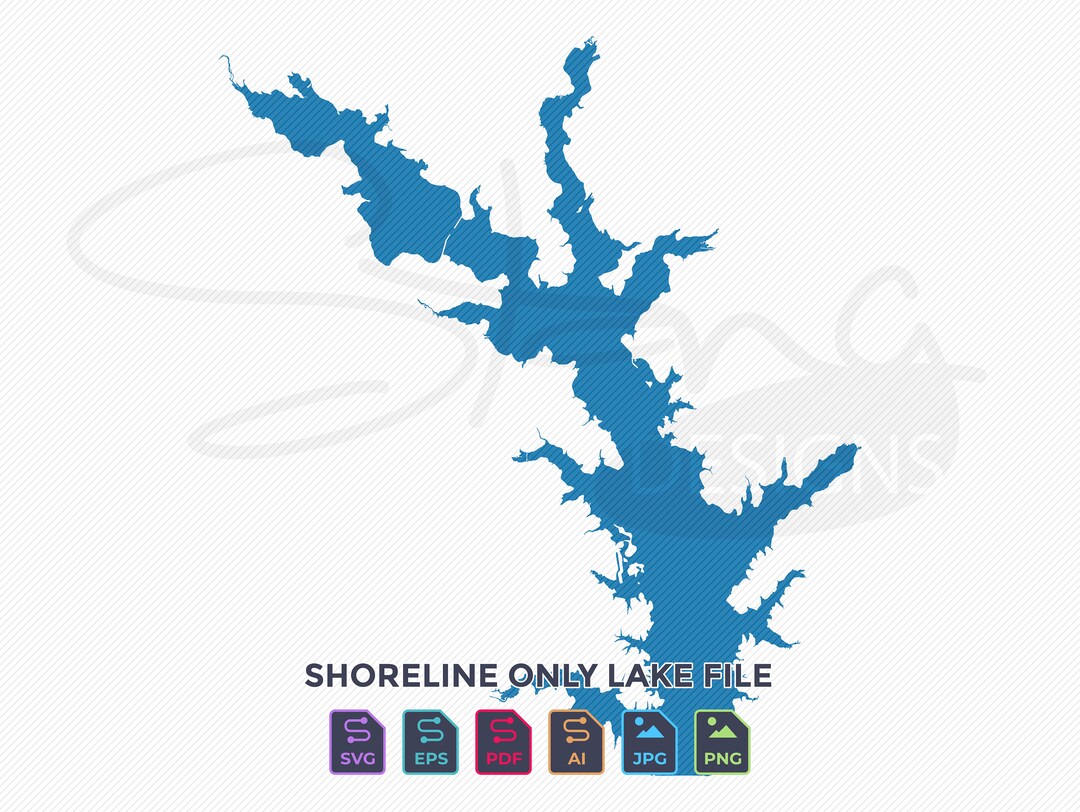 Lake Limestone TX Shoreline Only Map Single Layer Svg Pdf Etsy