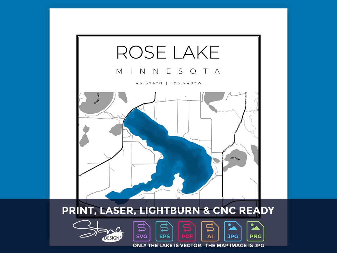 Rose Lake MN Topographical Map Print Ready Wall Decor Multiple Layers