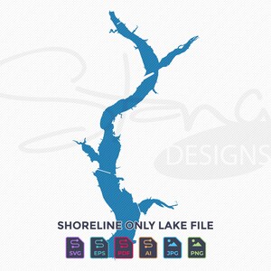Lake Hudson OK Shoreline Only Map | Single Layer | svg pdf ai eps png jpg | Cricut Glowforge Laser