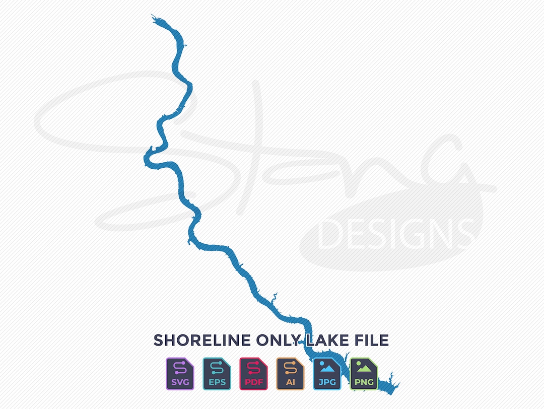 Lake Francis Case SD Shoreline Only Map Single Layer Svg Pdf Ai Eps Png