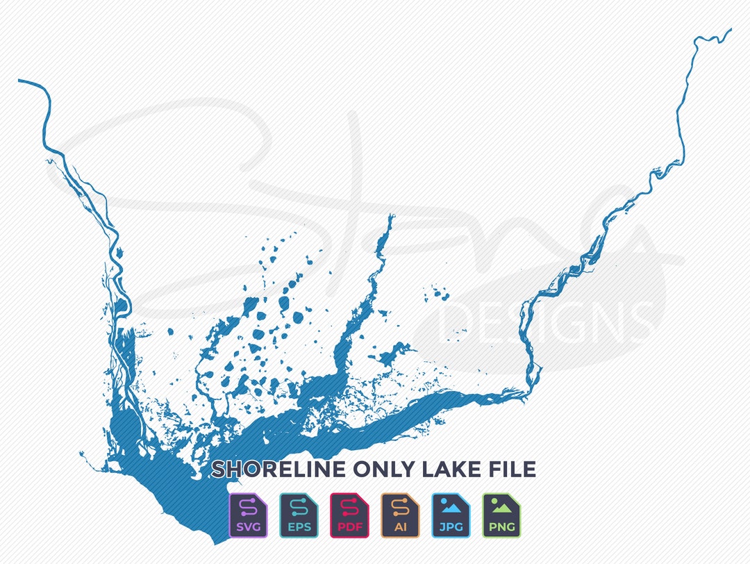 Lake Seminole GA Shoreline Only Map Single Layer Svg Pdf Etsy
