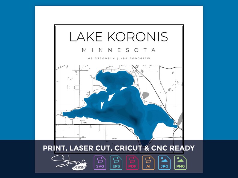 Lake Koronis MN Topographical Map Print Ready Wall Decor Etsy