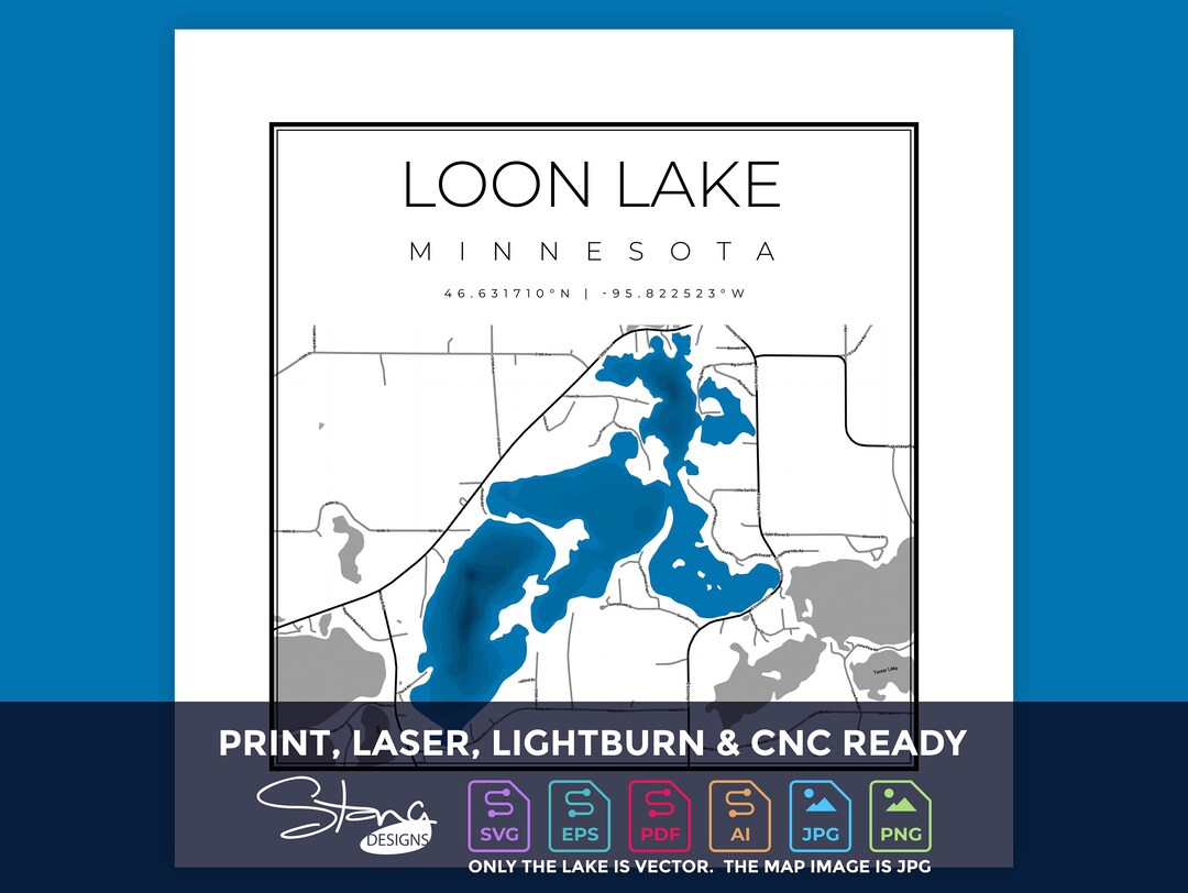 Loon Lake MN Topographical Map Print Ready Wall Decor Multiple Layers