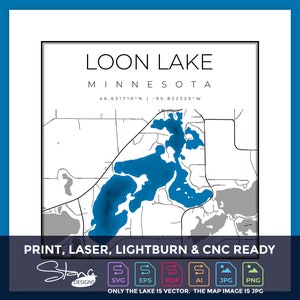 Loon Lake MN Topographical Map | Print Ready Wall Decor | Multiple Layers | svg pdf ai eps png jpg