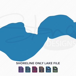 West Battle Lake MN Shoreline Only Kaart | | met één laag svg pdf ai eps png jpg | Cricut Glowforge Laser