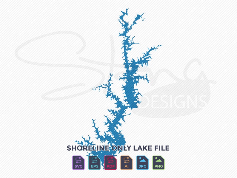 Lake Keowee SC Shoreline Only Map Single Layer Svg Pdf Ai Eps Png Jpg