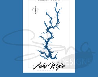 Lake Wylie NC SC 16x24 Topographical Map | Print Ready Wall Decor | Multiple Layers | svg pdf ai eps png jpg g-code