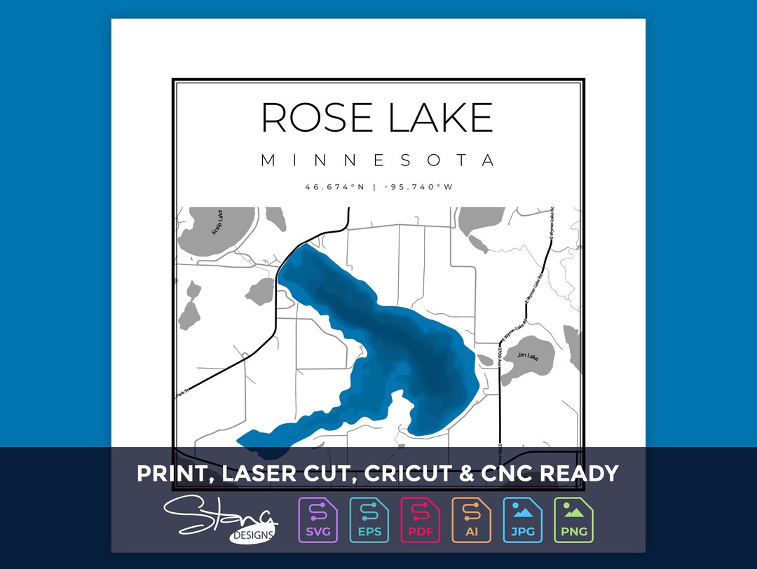 Rose Lake MN Topographical Map Print Ready Wall Decor Etsy