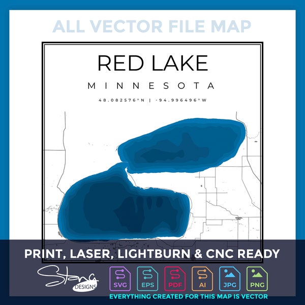 Red Lake Mn Map Etsy