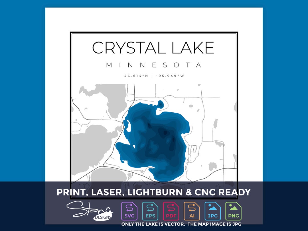 Crystal Lake, MN Topographical Map Print Ready Wall Decor Multiple