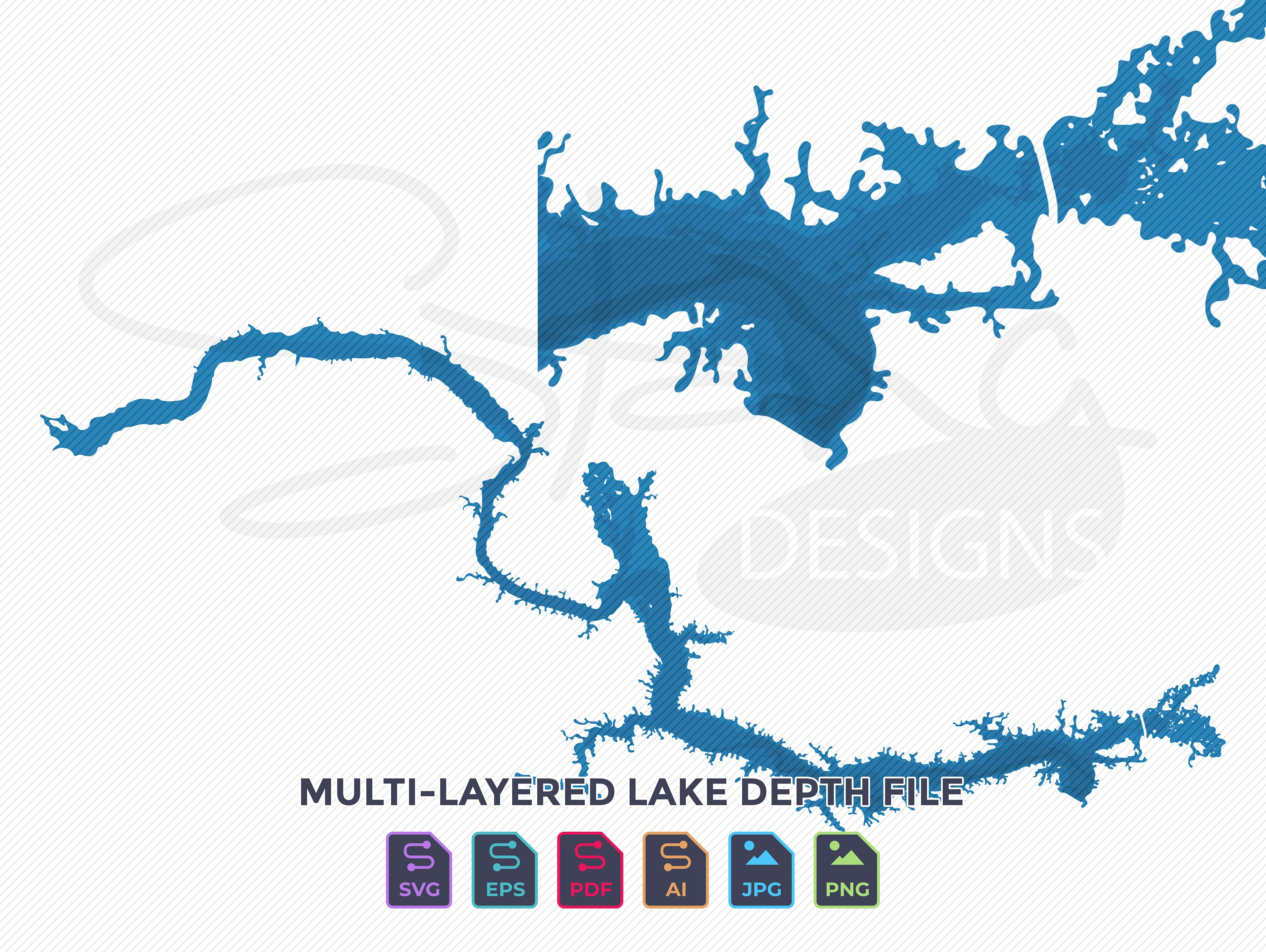 Lake Sakakawea ND Topographical Map Print Ready Wall Decor Etsy