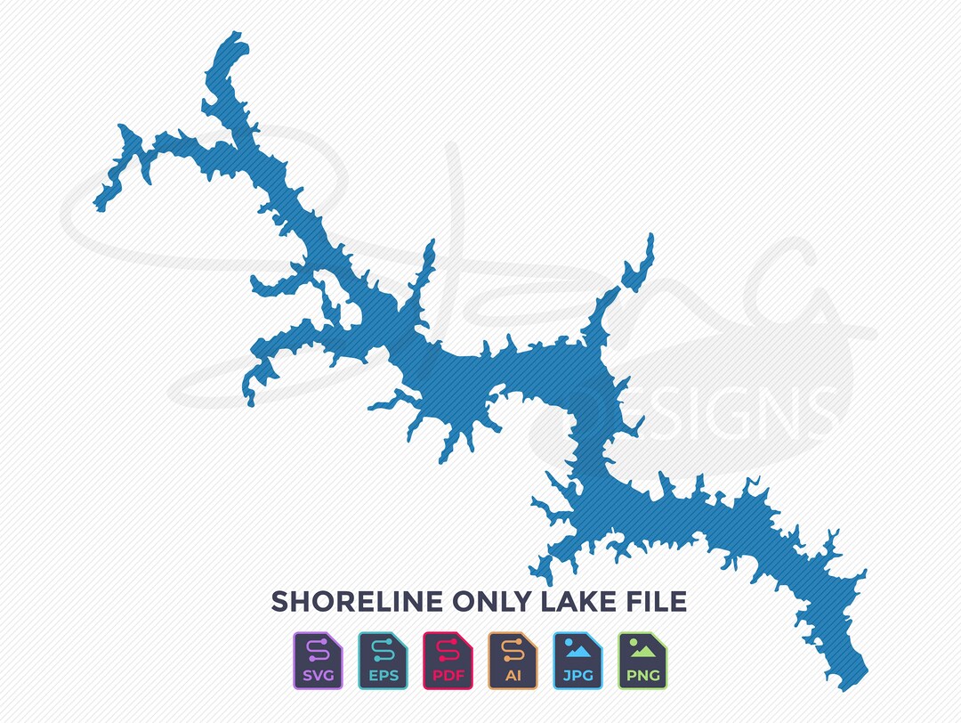 Lake Wateree SC Shoreline Only Map Single Layer Svg Pdf Ai Eps Png Jpg