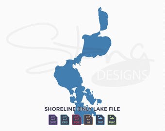 Chisago, Lindstrom MN Lakes Shoreline Only Map | Single Layer | svg pdf ai eps png jpg