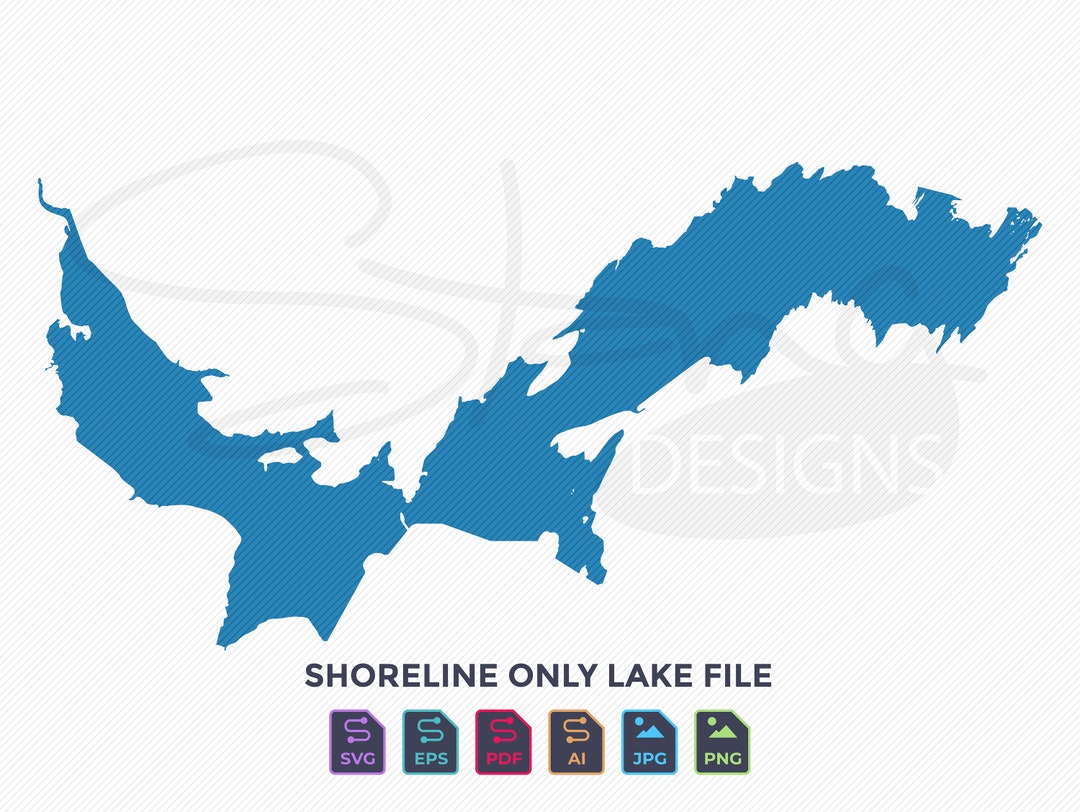 Ashokan Reservoir NY Shoreline Only Map Single Layer Svg Pdf Ai Eps Png Jpg Cricut