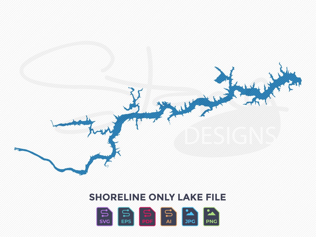 Lake Hickory NC Shoreline Only Map Single Layer Svg Pdf Ai Eps Png Jpg